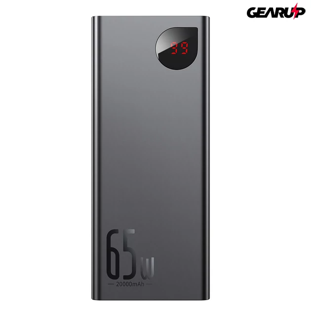 Kép 1/7 - Baseus Adaman Metal powerbank 20000mAh, PD, QC 3.0, 65W, 2xUSB + USB-C + micro USB, (fekete)