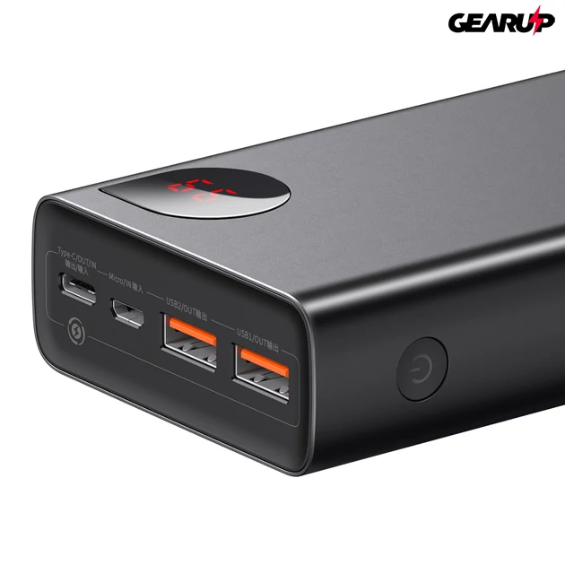 Kép 4/7 - Baseus Adaman Metal powerbank 20000mAh, PD, QC 3.0, 65W, 2xUSB + USB-C + micro USB, (fekete)