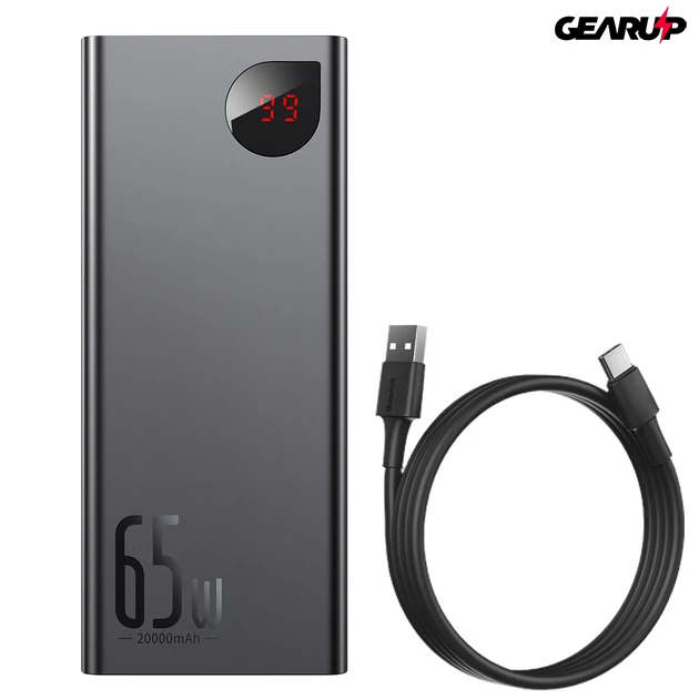 Kép 3/7 - Baseus Adaman Metal powerbank 20000mAh, PD, QC 3.0, 65W, 2xUSB + USB-C + micro USB, (fekete)