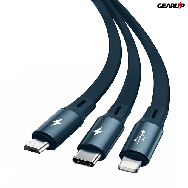 Baseus Bright Mirror 3 az 1-ben USB kábel - micro USB / Lightning / USB-C - 3,5 A - 1,2 m (kék)