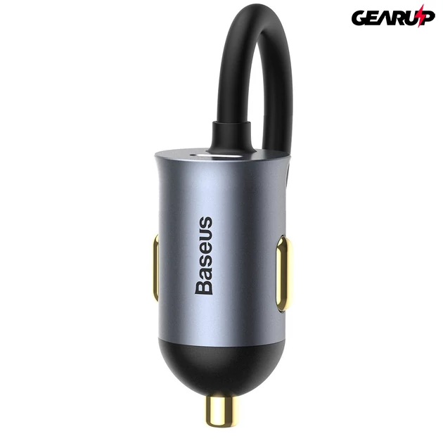 Kép 4/11 - Baseus Share Together autós töltő hosszabbító kábellel 2x USB 2x USB-C 120W (szürke)