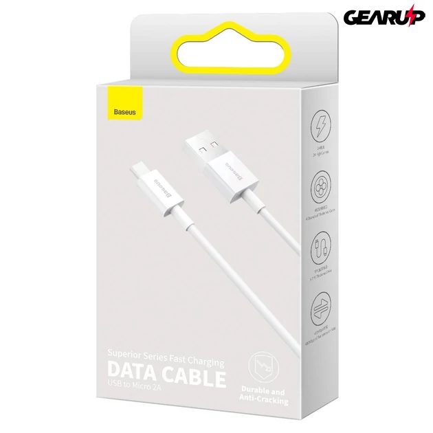 Kép 9/10 - Baseus Superior Series USB-micro USB kábel, 2A, 2m (fehér)