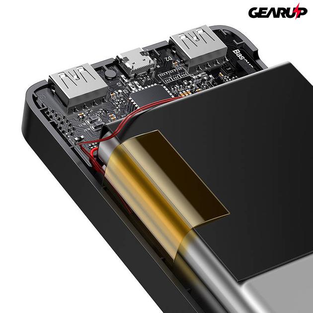 Baseus Bipow Powerbank 10000 mAh, 2xUSB, USB-C, 15W (fekete)
