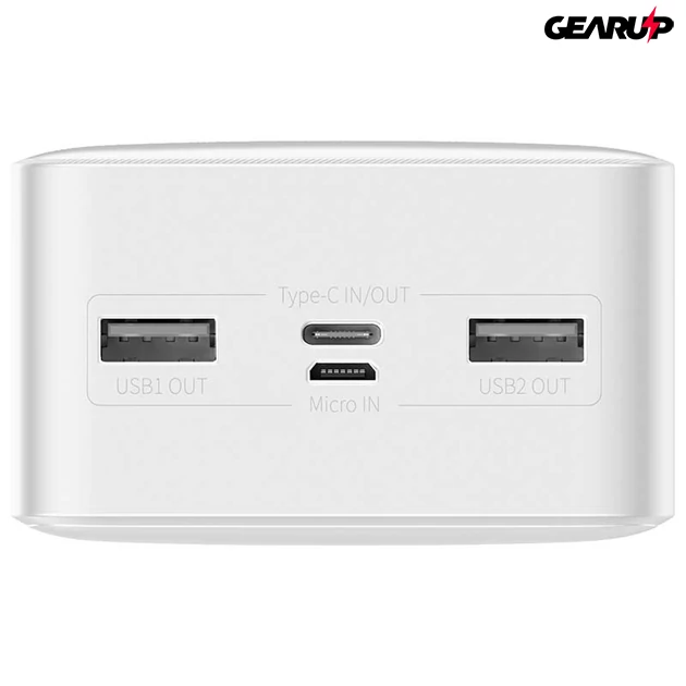 Kép 3/4 - Baseus Bipow Powerbank 30000 mAh, 2xUSB, USB-C, 15W (fehér)