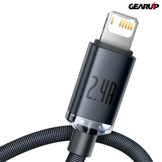 Kép 2/6 - Baseus USB Lightning kábel, 2m (fekete)
