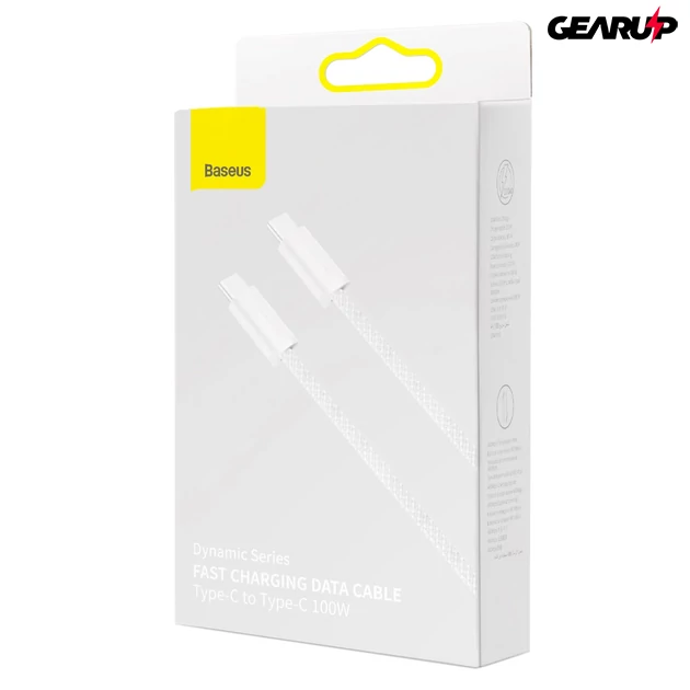Kép 8/8 - Baseus USB-C-USB-C gyorstöltő- és adatkábel, 100 W, 1 m - Fehér