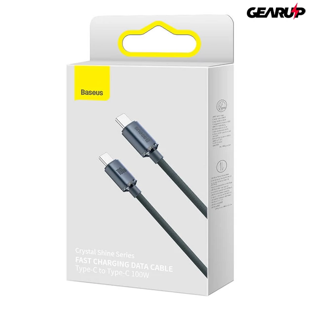 Kép 5/7 - Baseus Crystal Shine USB-C/USB-C kábel, 100W, 1,2m (fekete)