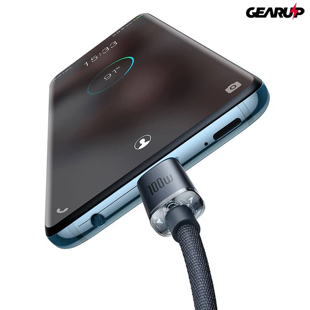Kép 3/7 - Baseus Crystal Shine USB-C/USB-C kábel, 100W, 1,2m (fekete)