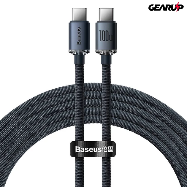 Kép 1/7 - Baseus Crystal Shine USB-C/USB-C kábel, 100W, 1,2m (fekete)