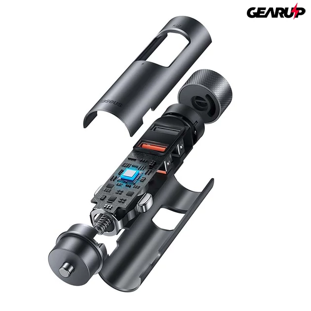 Kép 5/6 - Baseus MP3 Energy Column Pro szivargyújtós töltő, Bluetooth 5.0, 2 x USB, 30W (szürke)