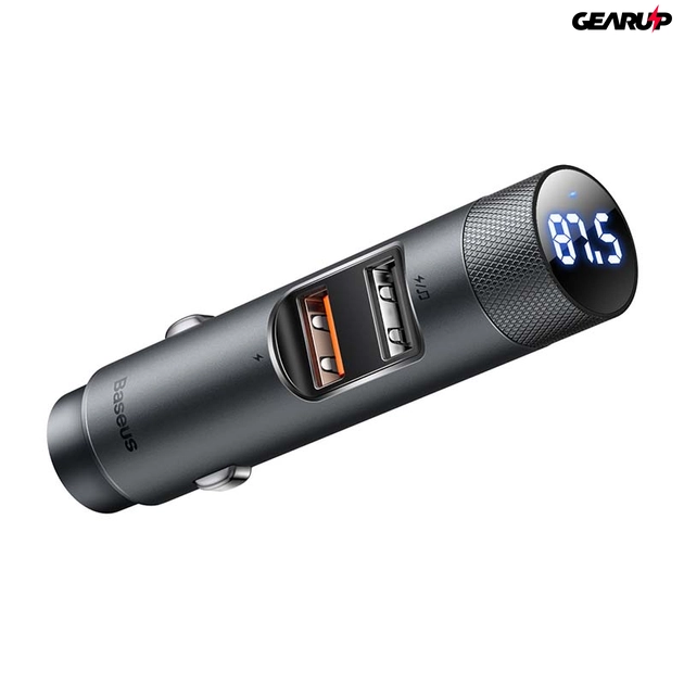 Baseus MP3 Energy Column Pro szivargyújtós töltő, Bluetooth 5.0, 2 x USB, 30W (szürke)