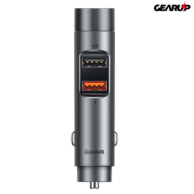 Kép 2/6 - Baseus MP3 Energy Column Pro szivargyújtós töltő, Bluetooth 5.0, 2 x USB, 30W (szürke)