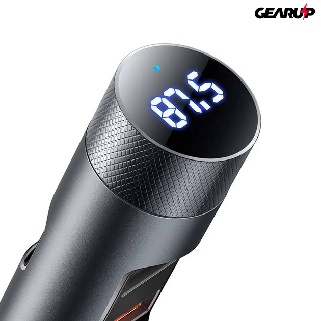 Kép 3/6 - Baseus MP3 Energy Column Pro szivargyújtós töltő, Bluetooth 5.0, 2 x USB, 30W (szürke)
