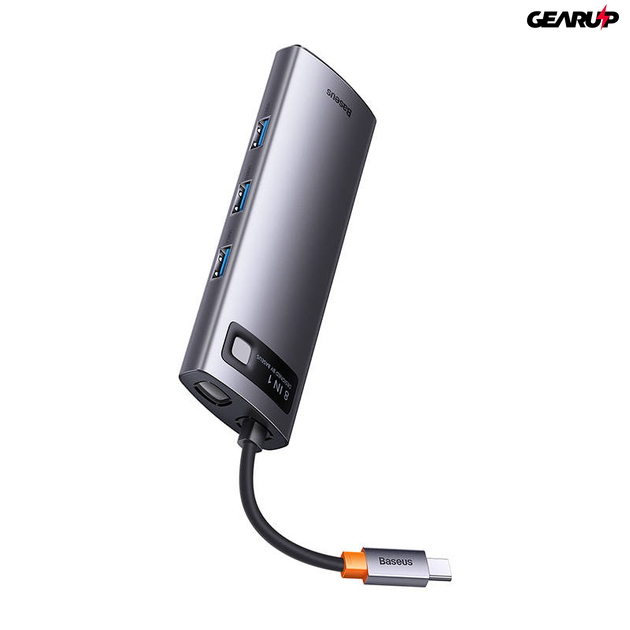 Baseus Metal Gleam Series 8 az 1-ben hub (USB-C - 3 x USB 3.0 - HDMI - USB-C PD - microSD/SD - VGA)