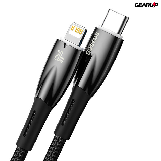 Baseus Glimmer Series USB-C/Lightning kábel, 20W, 1m (fekete)
