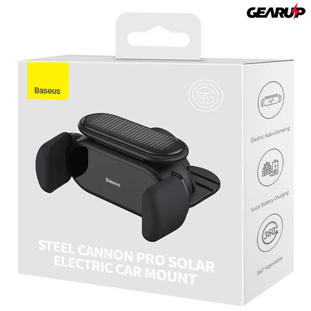 Kép 8/9 - Baseus Steel Cannon Pro napelemes autós telefontartó műszerfalra (fekete)