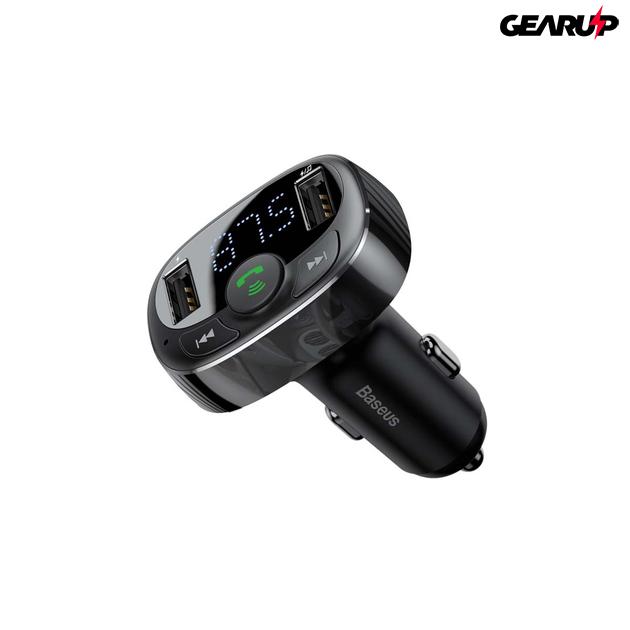 Baseus T típusú Bluetooth 2xUSB microSD FM adó (fekete)