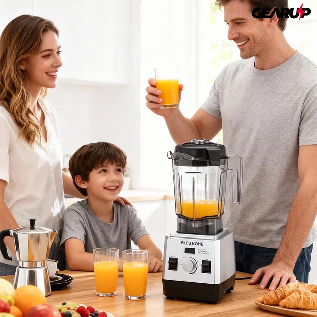 Kép 6/6 -  BlitzHome BH-207C 6 pengés asztali turmixgép 3 programmal és 7 fokozatú szabályzással, utazó palackkal - 1600W