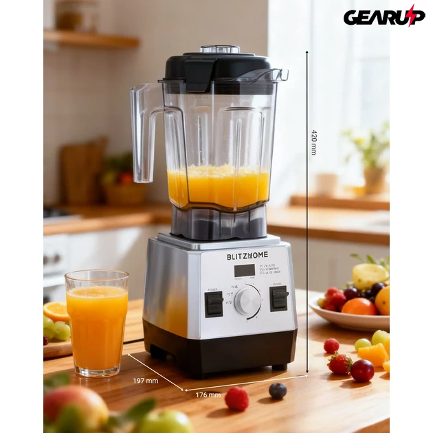 Kép 5/6 -  BlitzHome BH-207C 6 pengés asztali turmixgép 3 programmal és 7 fokozatú szabályzással, utazó palackkal - 1600W