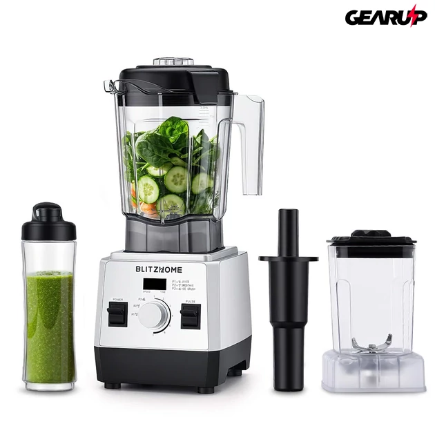 Kép 2/6 -  BlitzHome BH-207C 6 pengés asztali turmixgép 3 programmal és 7 fokozatú szabályzással, utazó palackkal - 1600W