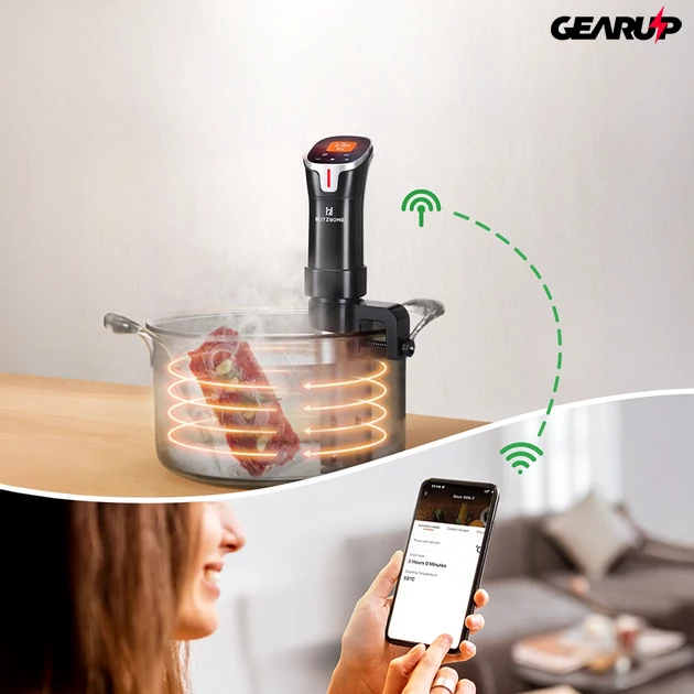 Kép 8/8 - BlitzHome SV2401C okos sous vide rúd színes érintőkijelzővel, ±0,5°C, 99 órás időzítő, 24 órás előbeállítás - 1100W