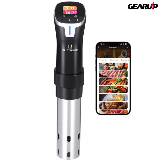 Kép 1/8 - BlitzHome SV2401C okos sous vide rúd színes érintőkijelzővel, ±0,5°C, 99 órás időzítő, 24 órás előbeállítás - 1100W