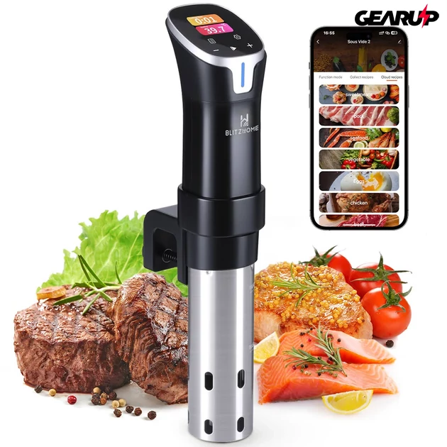 Kép 4/8 - BlitzHome SV2401C okos sous vide rúd színes érintőkijelzővel, ±0,5°C, 99 órás időzítő, 24 órás előbeállítás - 1100W