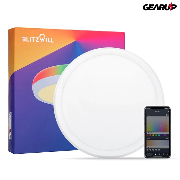 Kép 2/5 - BlitzWill BW-CLT1 okos LED mennyezeti lámpa 30 cm – főfény + RGB, Wi-Fi, 2700–6500K, 2200 lm