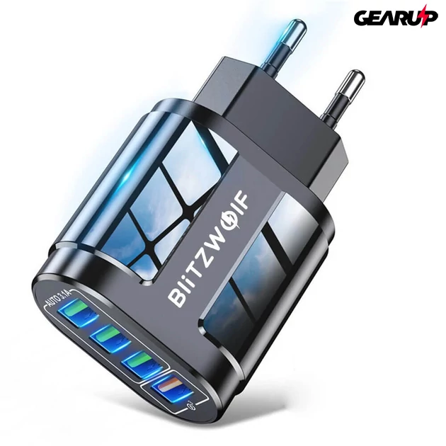 Kép 2/3 - BlitzWolf BK-385 gyorstöltő adapter 4 porttal (48W)