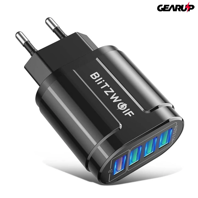 Kép 1/3 - BlitzWolf BK-385 gyorstöltő adapter 4 porttal (48W)