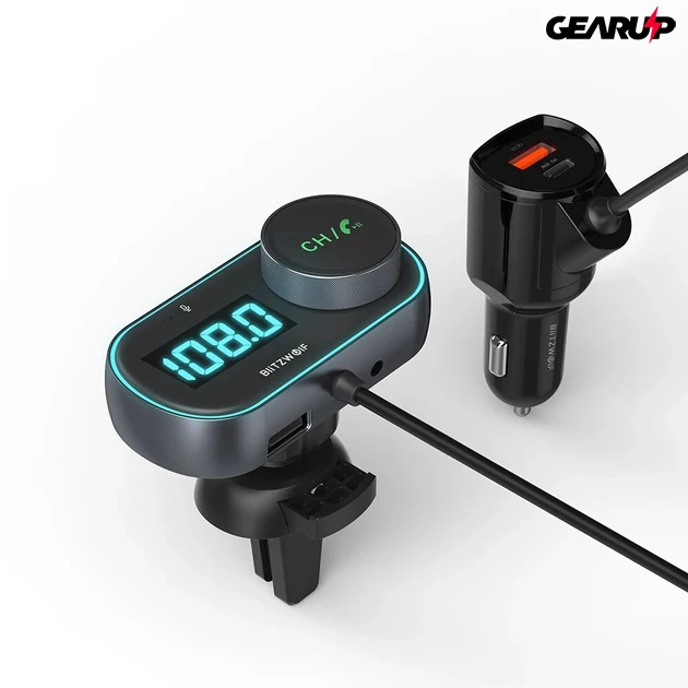 Kép 4/7 - BlitzWolf® BW-BC3: Bluetooth 5.0 FM transzmitter és töltő, 30W PD + 18W QC3.0 USB