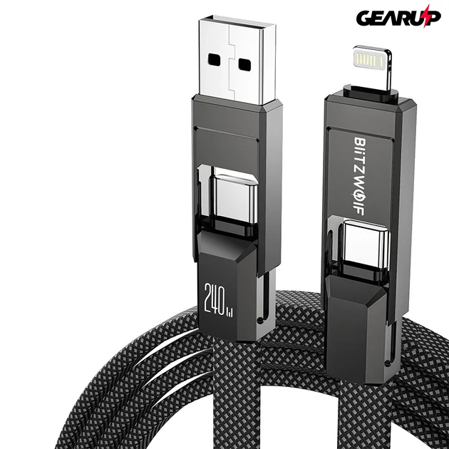 Kép 5/5 - BlitzWolf BW-HDC7 4 az 1-ben prémium fonott gyorstöltő és adatkábel 240W - 1,2 m Kép 5/5 - BlitzWolf BW-HDC7 4 az 1-ben prémium fonott gyorstöltő és adatkábel 240W - 1,2 m