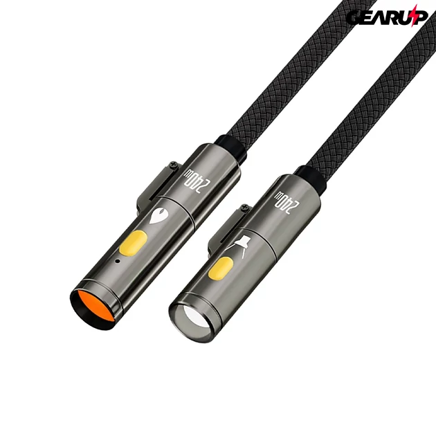 Kép 2/3 - BlitzWolf BW-HDC9 4-az-1-ben gyorstöltő kábel beépített zseblámpával, 240W - Fekete Kép 2/3 - BlitzWolf BW-HDC9 4-az-1-ben gyorstöltő kábel beépített zseblámpával, 240W - Fekete