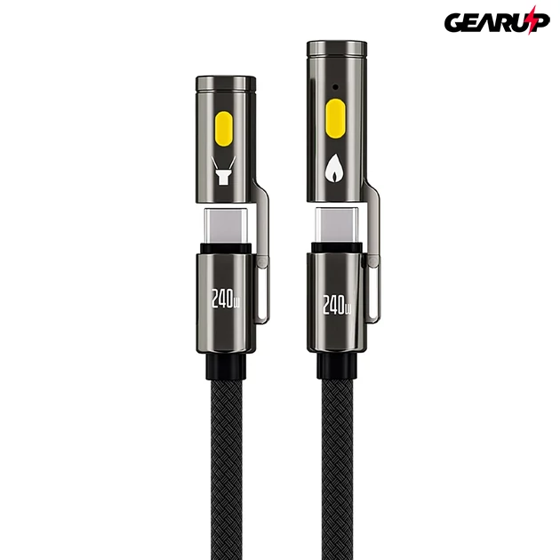 Kép 3/3 - BlitzWolf BW-HDC9 4-az-1-ben gyorstöltő kábel beépített zseblámpával, 240W - Fekete Kép 3/3 - BlitzWolf BW-HDC9 4-az-1-ben gyorstöltő kábel beépített zseblámpával, 240W - Fekete