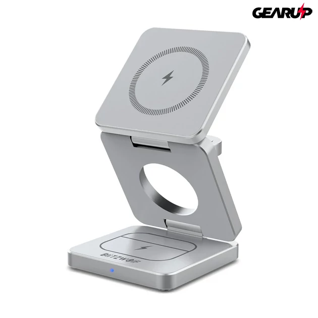 Kép 2/2 - BlitzWolf BW-IW30 MagSafe vezeték nélküli töltőállvány, 15W (ezüst)