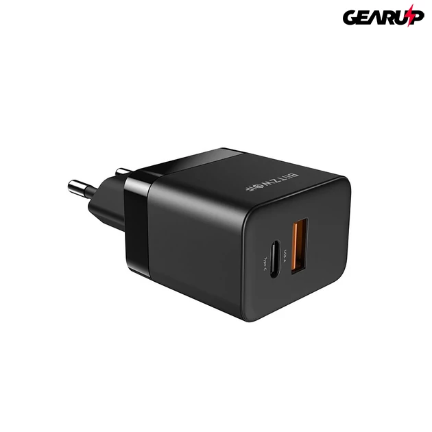Kép 3/6 - BlitzWolf® BW-S21: 35W-os mini gyorstöltő adapter dupla töltő porttal GAN technológiával