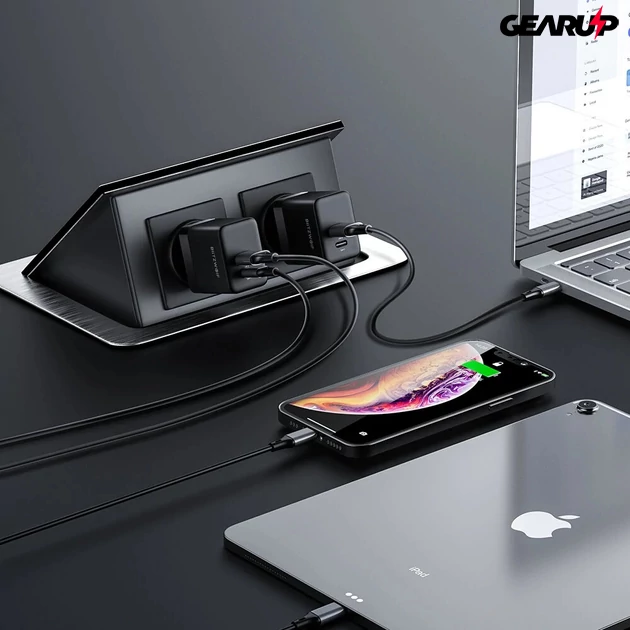 Kép 4/6 - BlitzWolf® BW-S21: 35W-os mini gyorstöltő adapter dupla töltő porttal GAN technológiával
