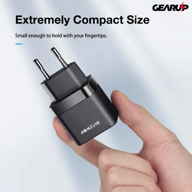Kép 5/6 - BlitzWolf® BW-S21: 35W-os mini gyorstöltő adapter dupla töltő porttal GAN technológiával