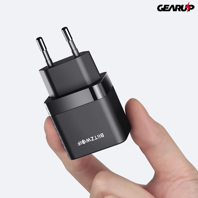 Kép 4/6 - BlitzWolf BW-S22 35W-os mini PD gyorstöltő adapter dupla Type-C porttal GAN technológiával