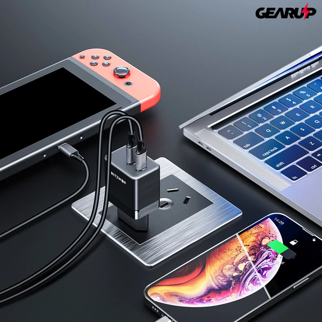 Kép 6/6 - BlitzWolf BW-S22 35W-os mini PD gyorstöltő adapter dupla Type-C porttal GAN technológiával