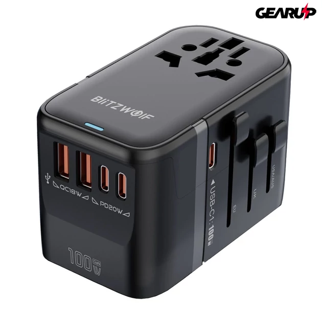 Kép 4/4 - BlitzWolf BW-TA2 5 az 1-ben univerzális utazóadapter - 100W Kép 4/4 - BlitzWolf BW-TA2 5 az 1-ben univerzális utazóadapter - 100W