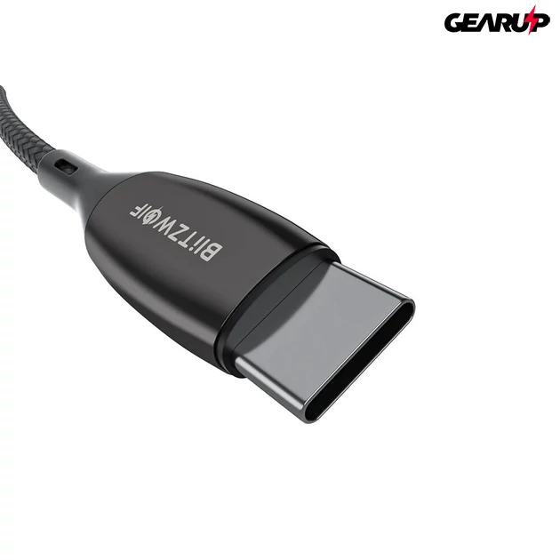 Kép 4/6 - BlitzWolf BW-TC23 Type-C kábel extra erős bevonattal és LED kijelzővel, gyorstöltéshez 100W - 1,8m