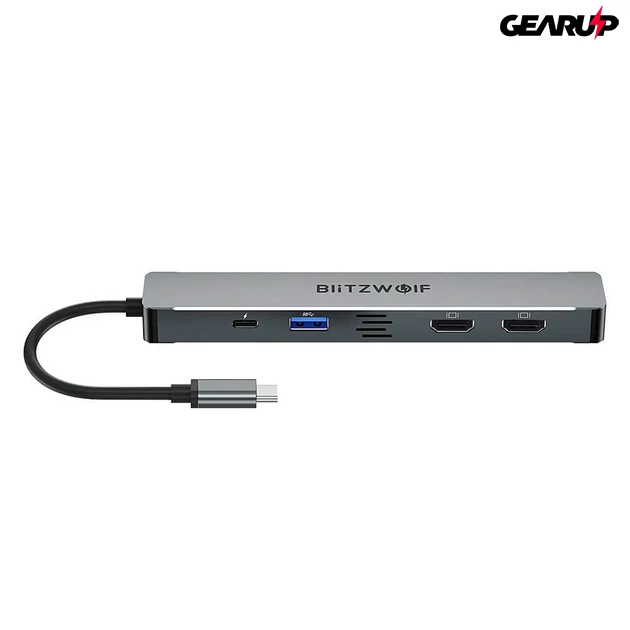 Kép 4/5 - BlitzWolf BW-TH11 5 az 1-ben elosztó két HDMI és VGA kimenettel, 100W - új verzió