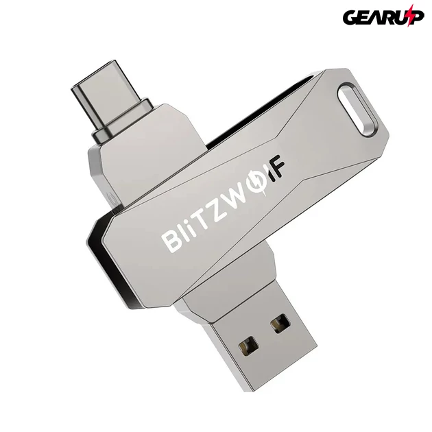 Kép 1/8 - BlitzWolf BW-UPC2 2 az 1-ben pendrive, USB-C és USB3.0, 128GB - Szürke