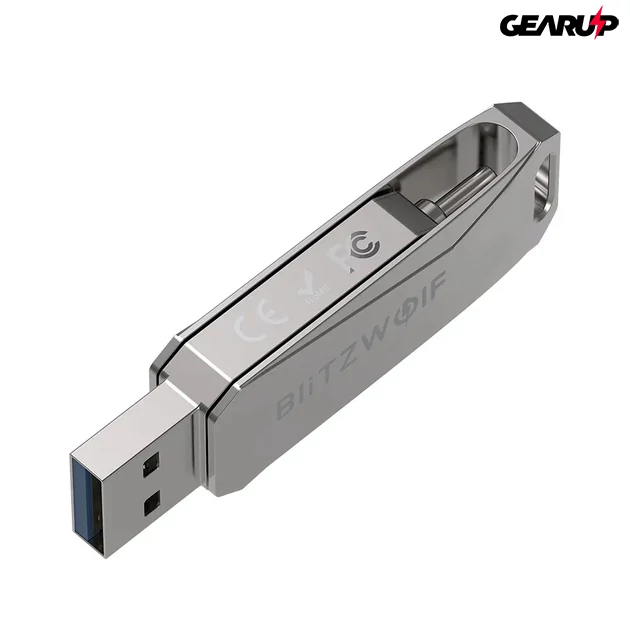 Kép 4/8 - BlitzWolf BW-UPC2 2 az 1-ben pendrive, USB-C és USB3.0, 128GB - Szürke