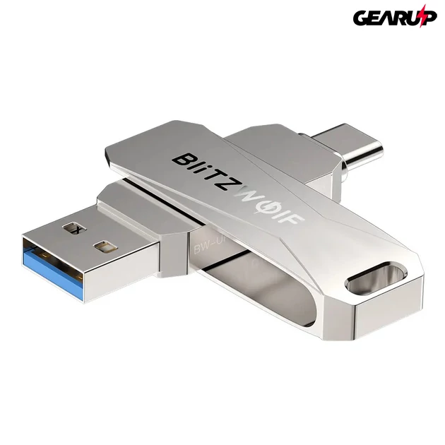 Kép 3/8 - BlitzWolf BW-UPC2 2 az 1-ben pendrive, USB-C és USB3.0, 128GB - Szürke