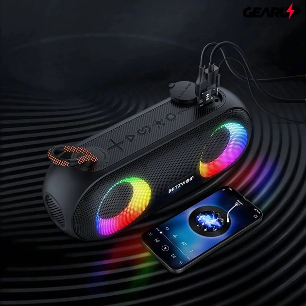Kép 4/5 - BlitzWolf BW-X11 vezeték nélküli LED-es bluetooth sztereó hangszóró, IPX6 vízállóság (20W)