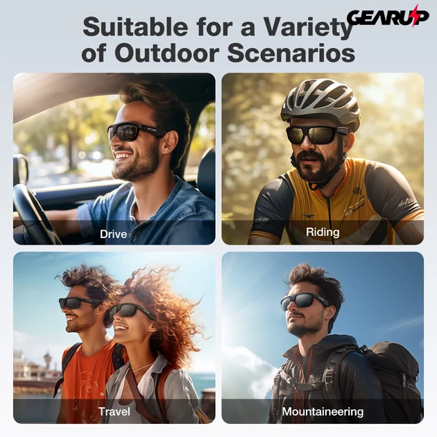 Kép 2/5 - BlitzWolf® BW-G02 bluetooth V5.3 fülhallgató és okos szemüveg - Fekete