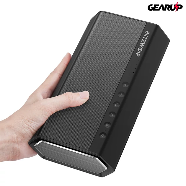 Kép 4/8 - BlitzWolf® BW-AS2: 5200mAh Double Driver vezeték nélküli Bluetooth hangszóró beépített mélynyomóval (40W)