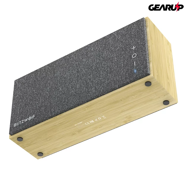 Kép 2/5 - BlitzWolf® BW-HA1: 2000mAh vezeték nélküli bambusz Bluetooth hangszóró (20W)